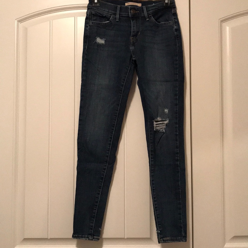 Levi’s 710 Super Skinny Ripped Dark Wash Jeans